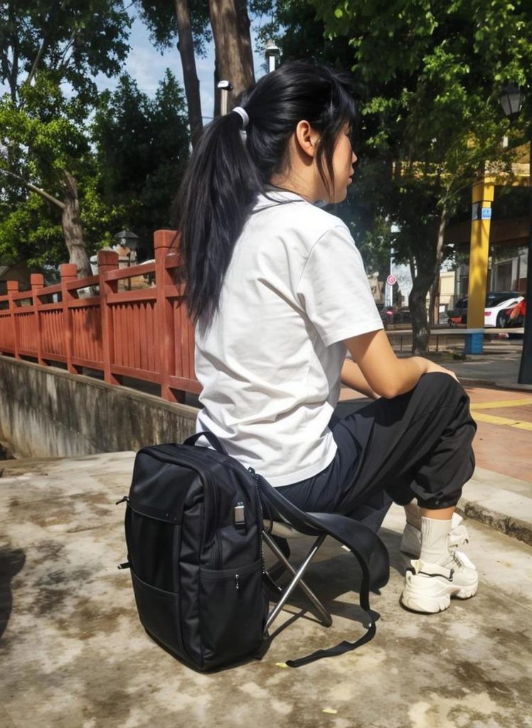a woman sitting on a chair