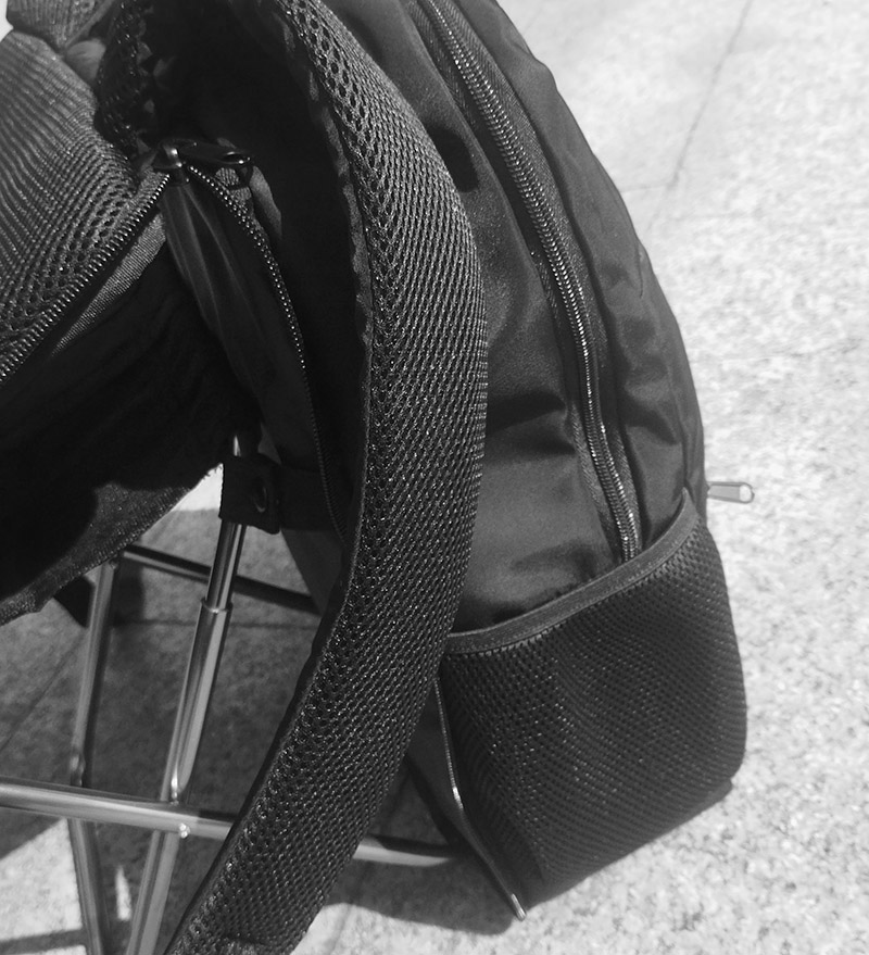 a black bag on a chair