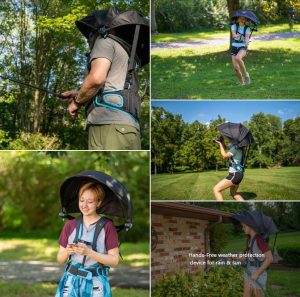 Hands-Free weather protection device for rain & sun